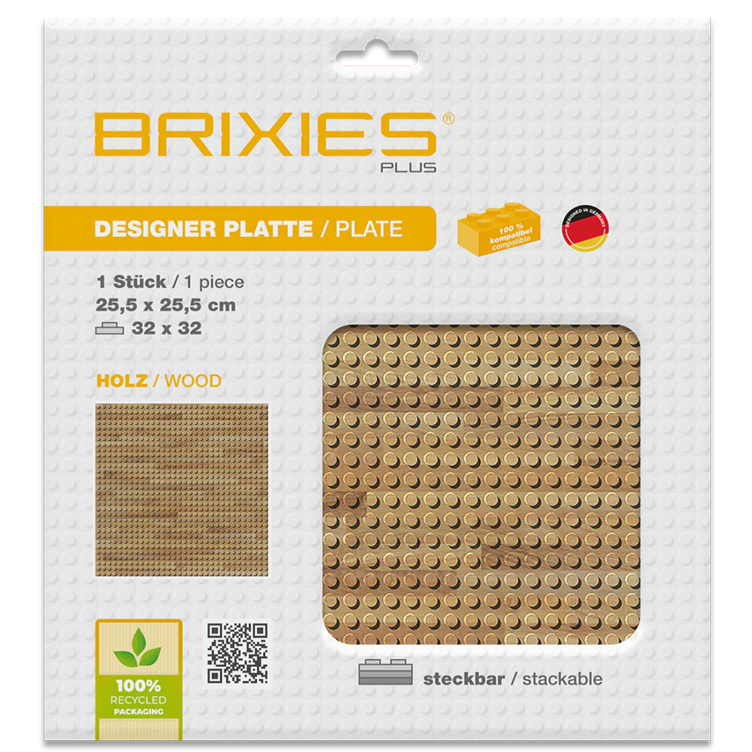 BRIXIES Plus® Designer Platte Holz 32 x 32