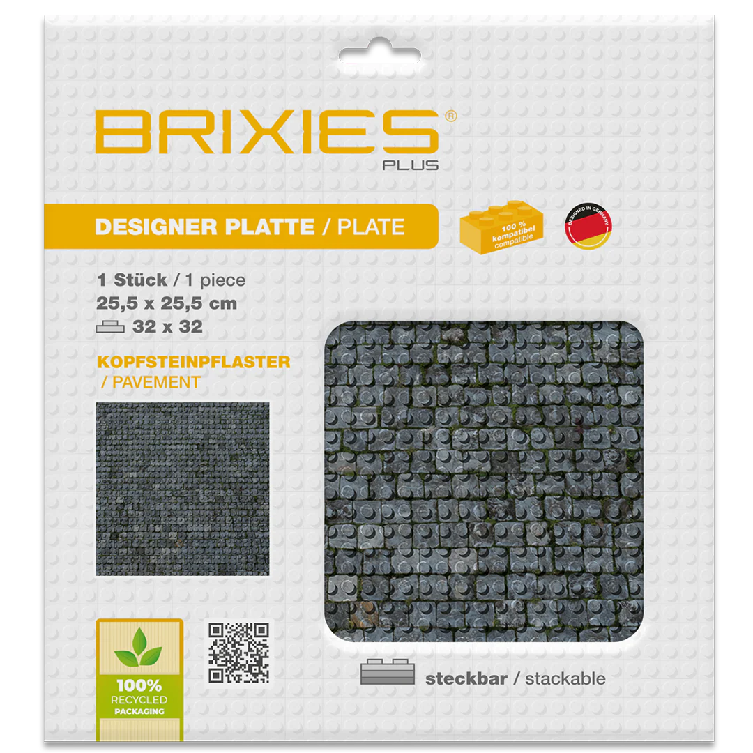 BRIXIES Plus® Designer Platte Kopfsteinpflaster 32 x 32