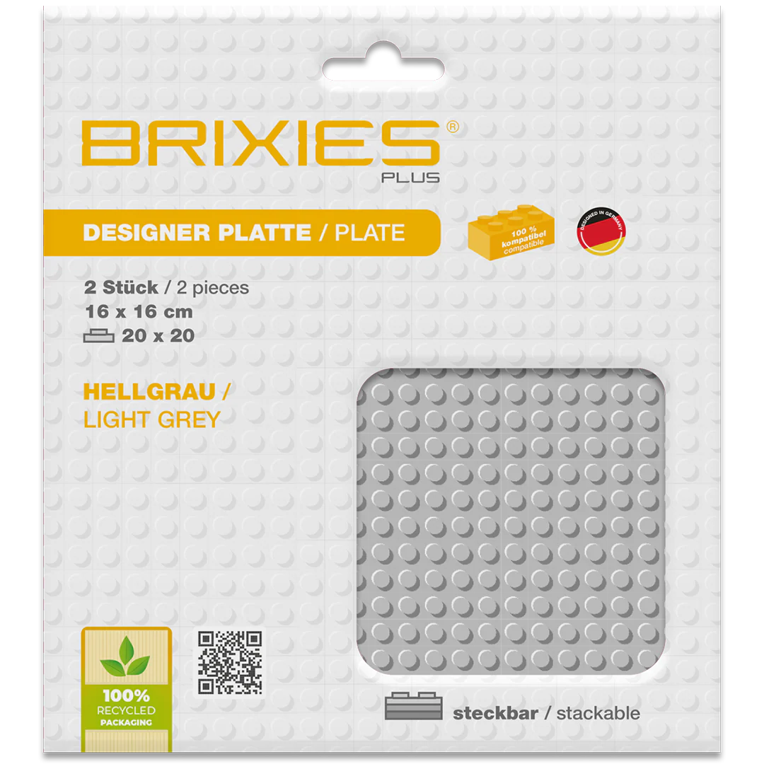 BRIXIES Plus® Basis Platte Hellgrau 20 x 20