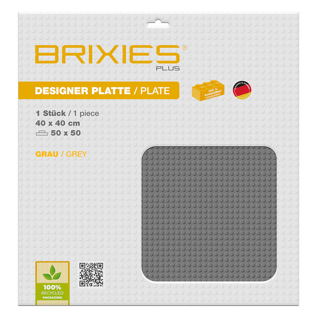 BRIXIES Plus® Basis Platte Grau 50 x 50