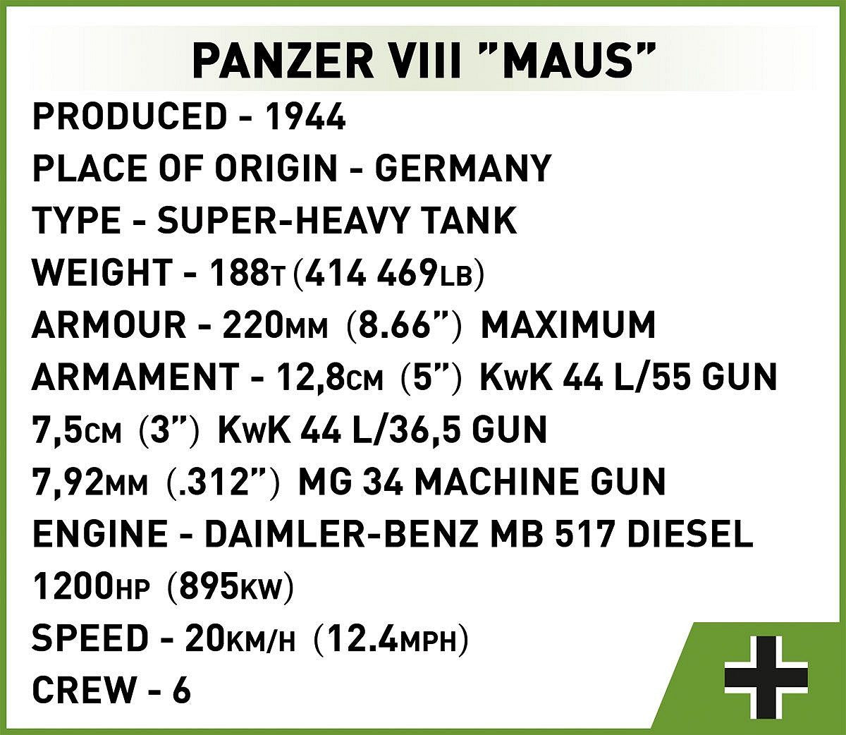 COBI® 2559 Panzer VIII Maus
