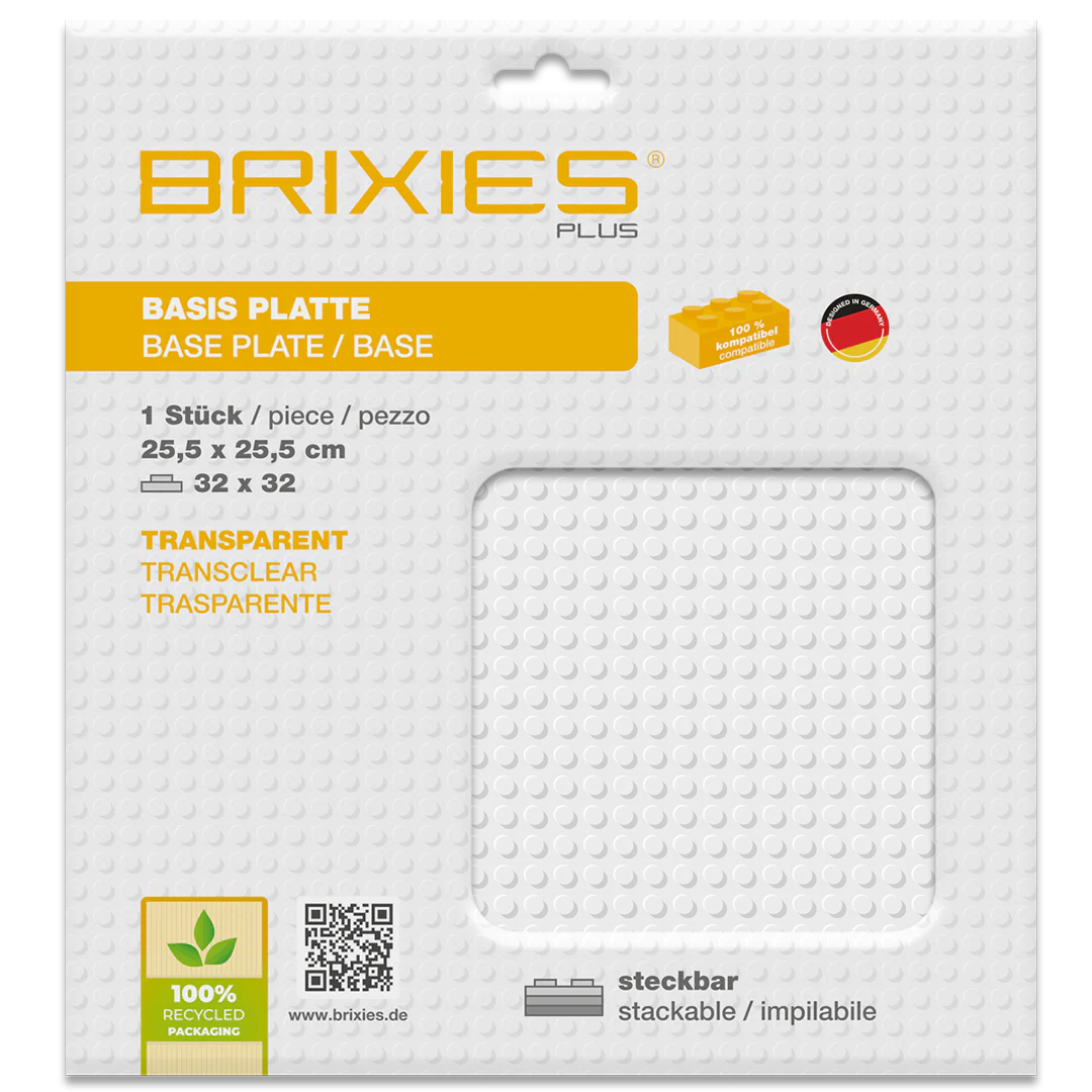 BRIXIES Plus® Basis Platte Transparent 32 x 32