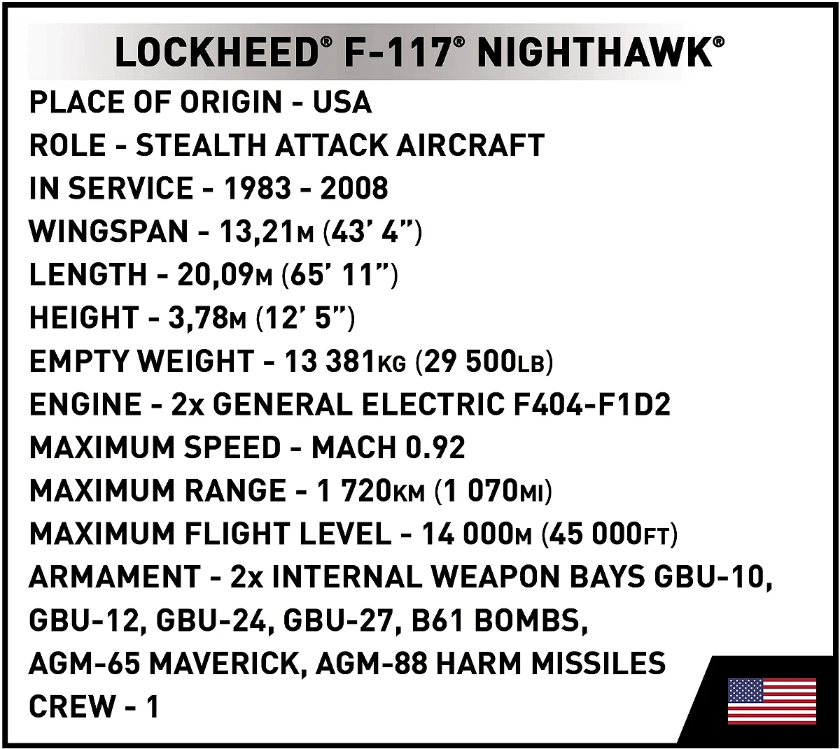 COBI® 5903 Lockheed F-117 Nighthawk