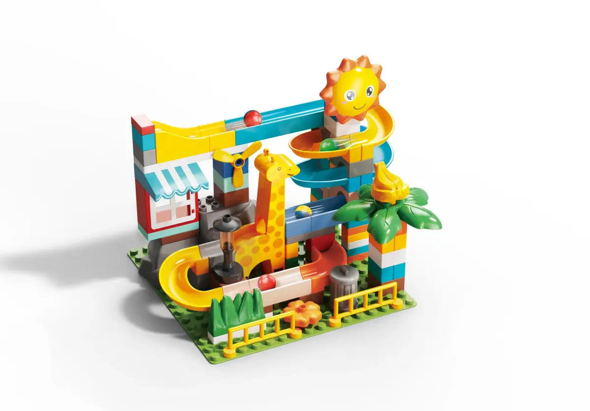 Feelo FL1698 Murmelbahn: Giraffenrutsche - große Klemmbausteine