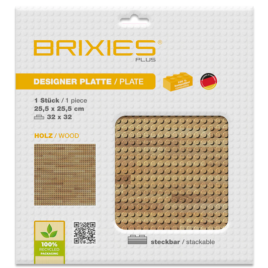 BRIXIES Plus® Designer Platte Holz 32 x 32