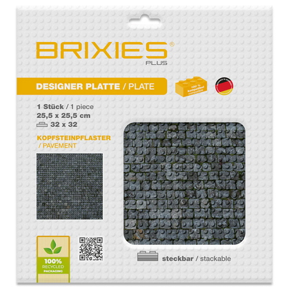 BRIXIES Plus® Designer Platte Kopfsteinpflaster 32 x 32
