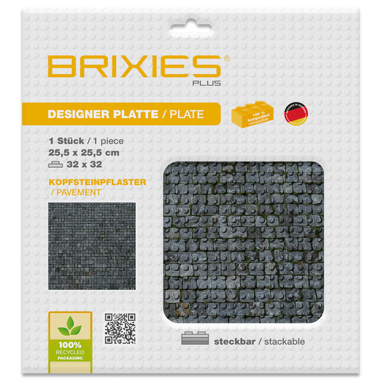 BRIXIES Plus® Designer Platte Kopfsteinpflaster 32 x 32