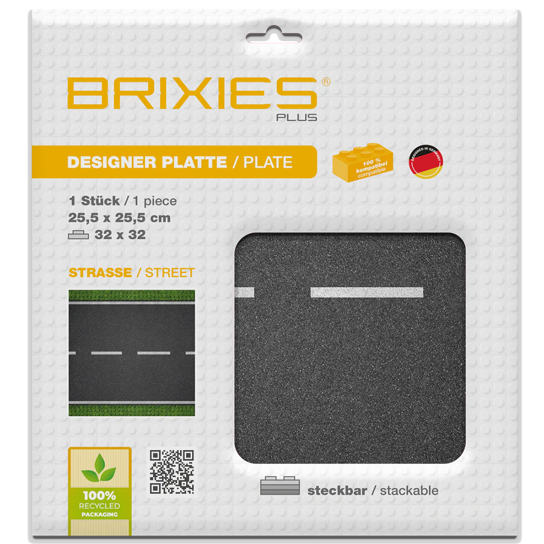 BRIXIES Plus® Designer Platte Strasse Gerade 32 x 32