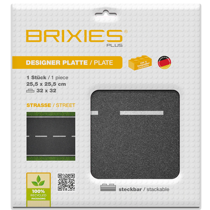 BRIXIES Plus® Designer Platte Strasse Gerade 32 x 32