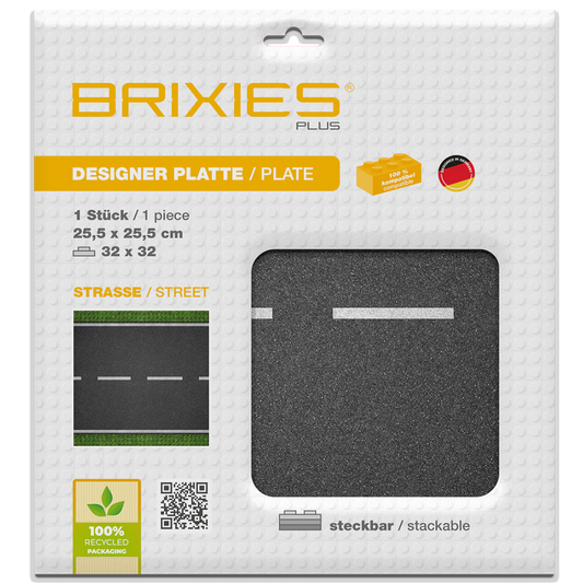 BRIXIES Plus® Designer Platte Strasse Gerade 32 x 32