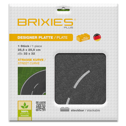 BRIXIES Plus® Designer Platte Strasse Kurve 32 x 32