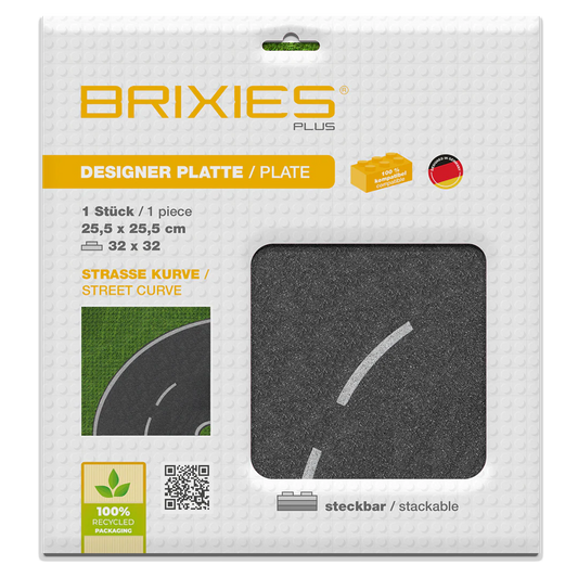 BRIXIES Plus® Designer Platte Strasse Kurve 32 x 32