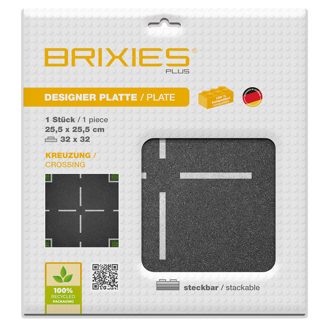 BRIXIES Plus® Designer Platte Strasse Kreuzung 32 x 32
