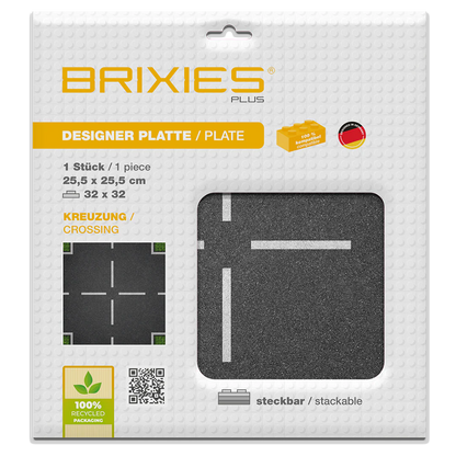 BRIXIES Plus® Designer Platte Strasse Kreuzung 32 x 32