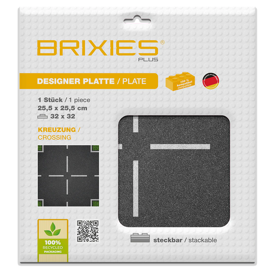 BRIXIES Plus® Designer Platte Strasse Kreuzung 32 x 32