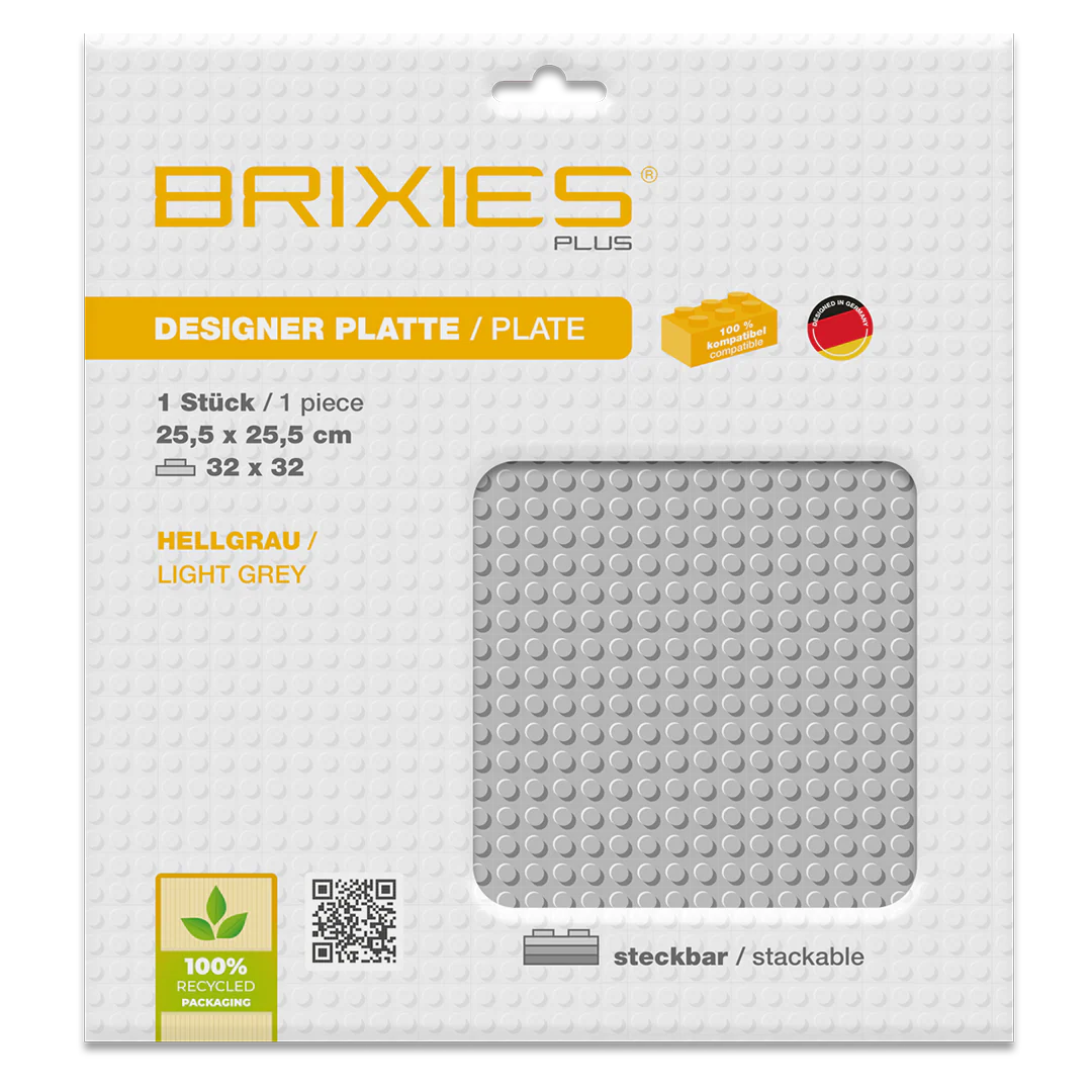BRIXIES Plus® Basis Platte Hellgrau 32 x 32