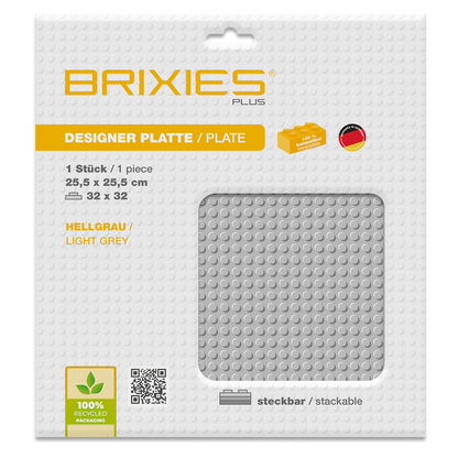 BRIXIES Plus® Basis Platte Hellgrau 32 x 32