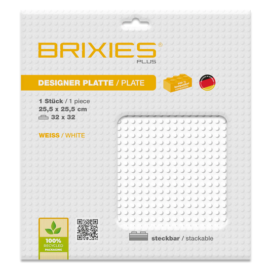 BRIXIES Plus® Basis Platte Weiß 32 x 32
