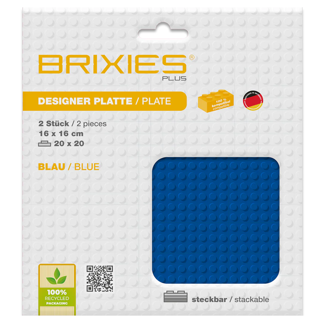 BRIXIES Plus® Basis Platte Blau 20 x 20