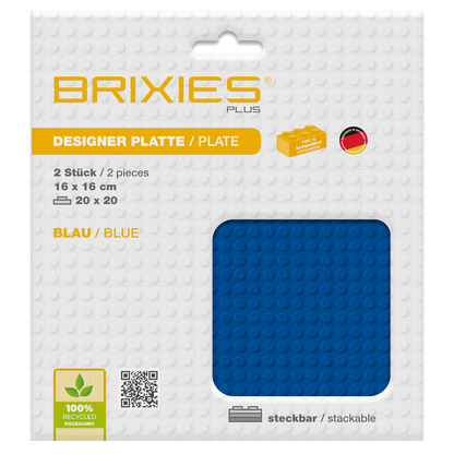 BRIXIES Plus® Basis Platte Blau 20 x 20