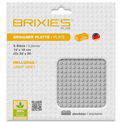 BRIXIES Plus® Basis Platte Hellgrau 20 x 20