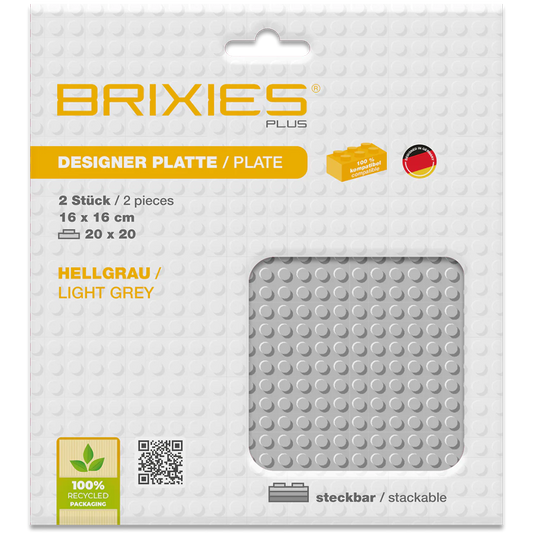 BRIXIES Plus® Basis Platte Hellgrau 20 x 20
