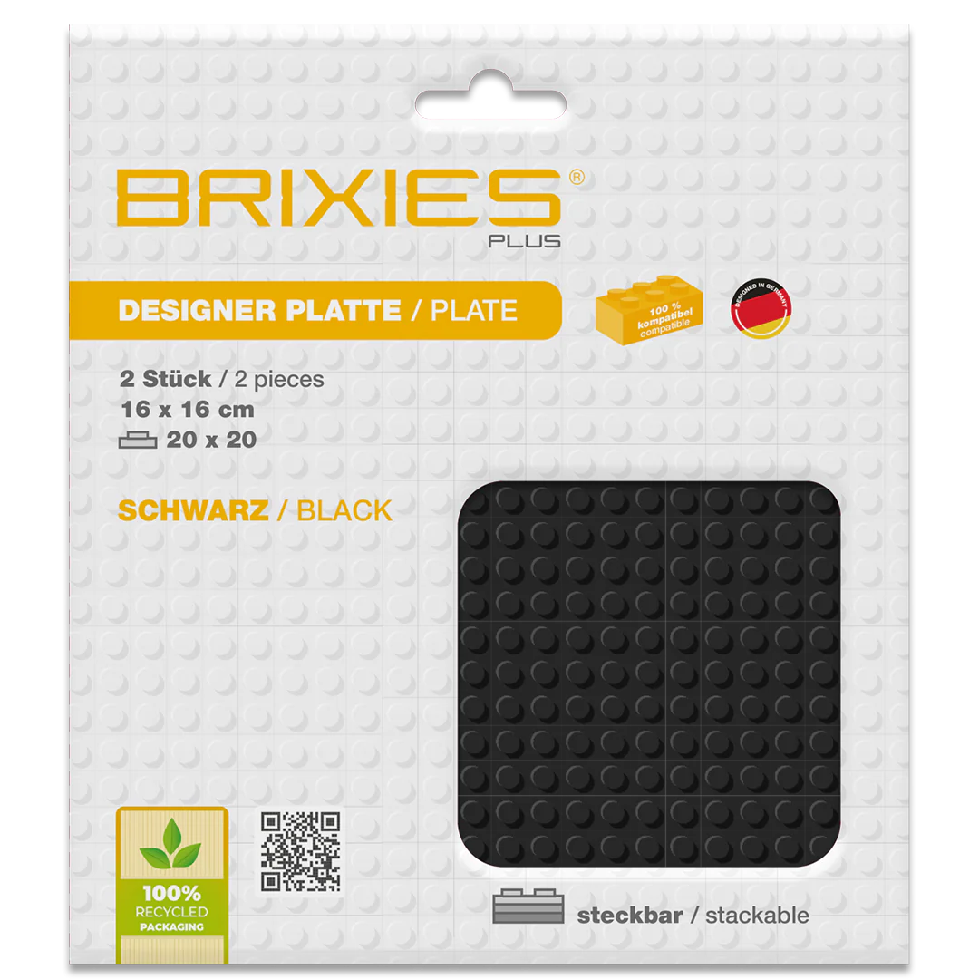 BRIXIES Plus® Basis Platte Schwarz 20 x 20
