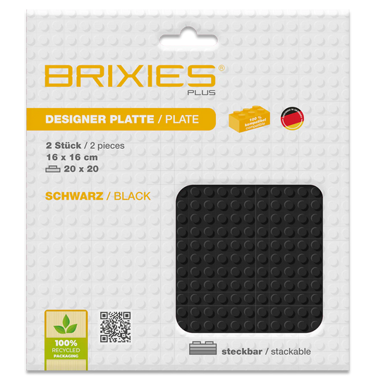 BRIXIES Plus® Basis Platte Schwarz 20 x 20
