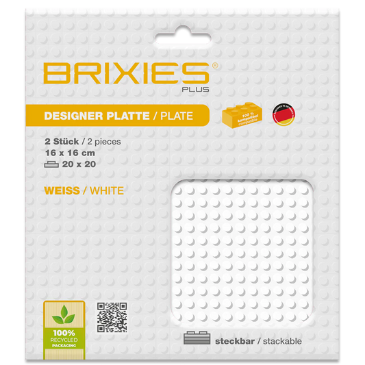 BRIXIES Plus® Basis Platte Weiß 20 x 20