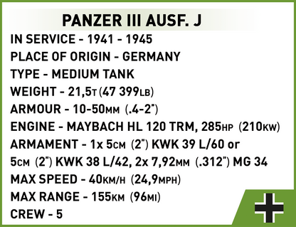 COBI® 2289 Panzer III Ausf.J