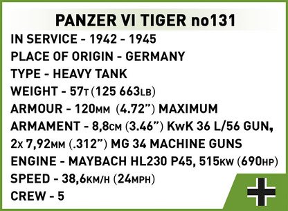 COBI® 2588 Panzer VI Tiger no131