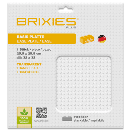 BRIXIES Plus® Basis Platte Transparent 32 x 32