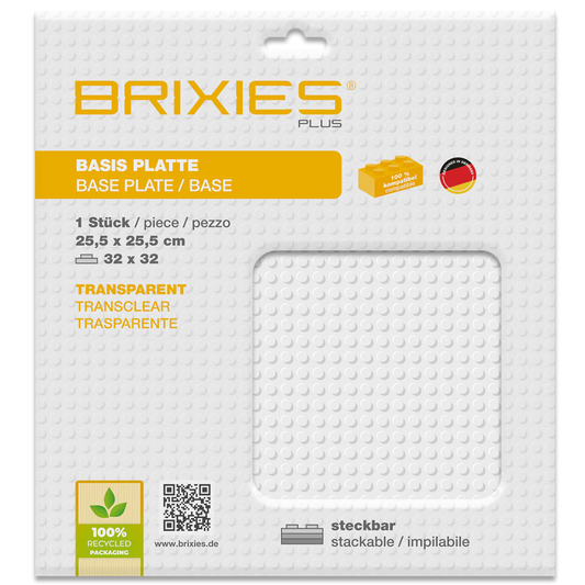 BRIXIES Plus® Basis Platte Transparent 32 x 32