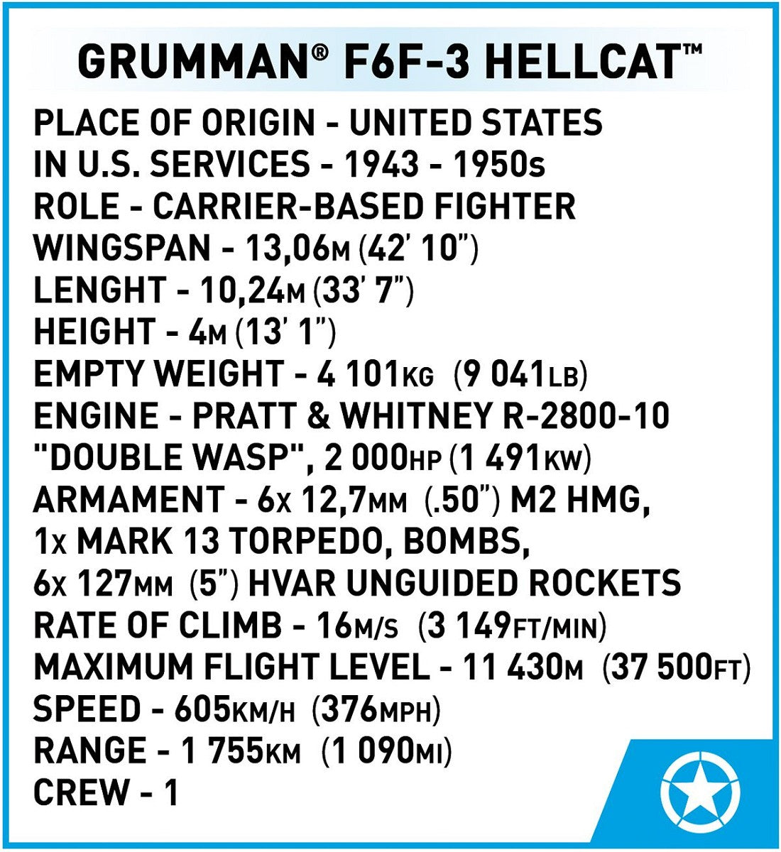 COBI® 5883 Grumman F6F Hellcat