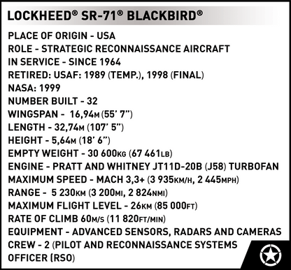 COBI® 5891 Lockheed SR-71 Blackbird