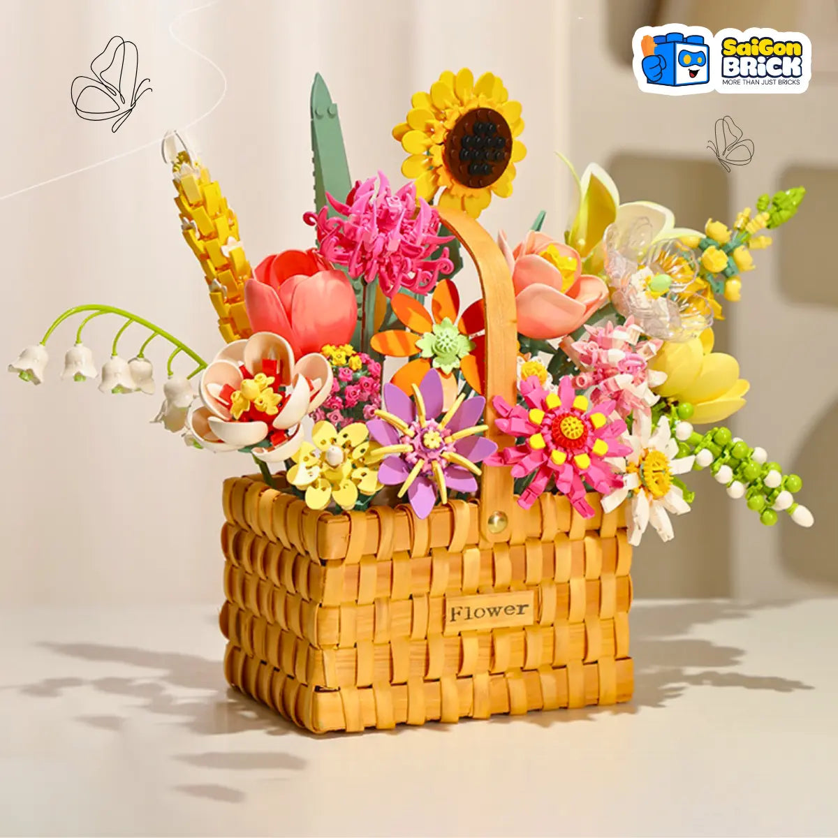 Feelo S2233 Blumenstrauß mit Flechtkorb