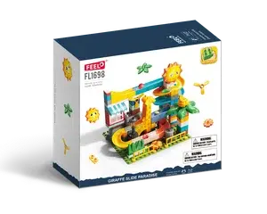 Feelo FL1698 Murmelbahn: Giraffenrutsche - große Klemmbausteine